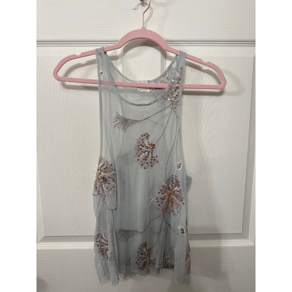 Intimately Free People Racerback Sheer Dandelion Sequin Tank, sz S